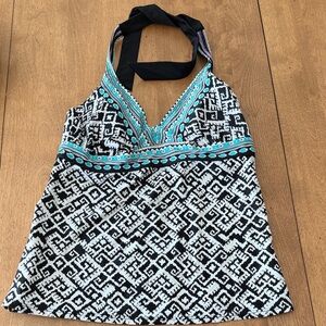 Athleta Patterned Tankini Halter Top Size 36 B/C Tall